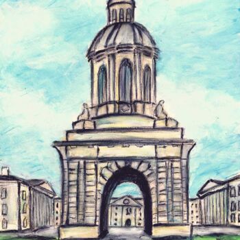 Drawing titled "The Campanile, Trin…" by Kirstin Mccoy, Original Artwork, Acrylic