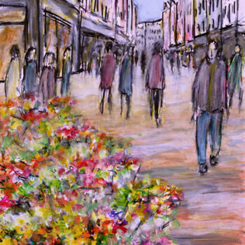 Desenho intitulada "Flower Market Graft…" por Kirstin Mccoy, Obras de arte originais, Acrílico