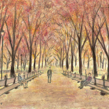 Drawing titled "An Autumn Afternoon…" by Kirstin Mccoy, Original Artwork, Acrylic