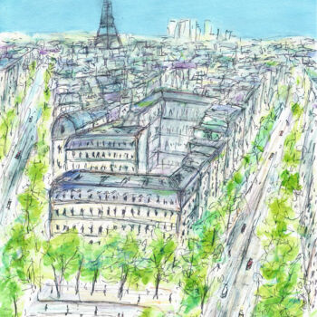 Tekening getiteld "Paris City, France" door Kirstin Mccoy, Origineel Kunstwerk, Acryl