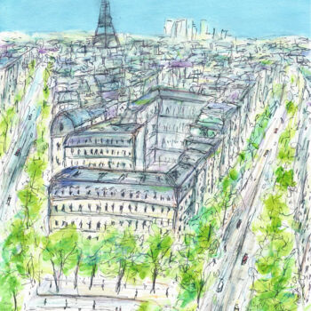 Dibujo titulada "Paris City, France" por Kirstin Mccoy, Obra de arte original, Acrílico