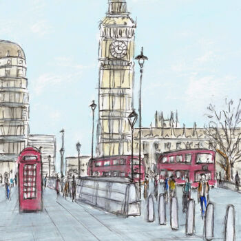 Drawing titled "London City" by Kirstin Mccoy, Original Artwork, Acrylic