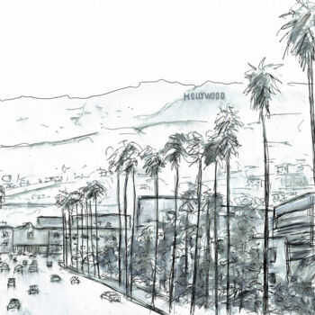 Zeichnungen mit dem Titel "Route 66, Hollywood…" von Kirstin Mccoy, Original-Kunstwerk, Acryl