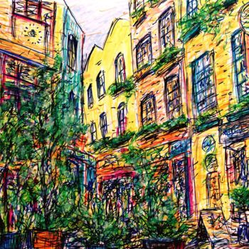 Drawing titled "Neal's Yard London" by Kirstin Mccoy, Original Artwork, Acrylic