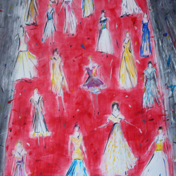 Dessin intitulée "Met Gala, Red Carpe…" par Kirstin Mccoy, Œuvre d'art originale, Acrylique