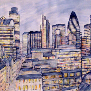 Tekening getiteld "The City Of London" door Kirstin Mccoy, Origineel Kunstwerk, Acryl