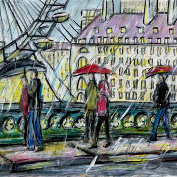 Disegno intitolato "Rain in London" da Kirstin Mccoy, Opera d'arte originale, Acrilico