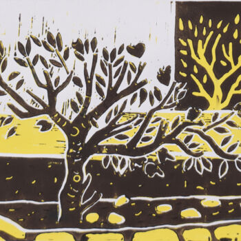 「Garden at Badia - A…」というタイトルの製版 Kirsty Wainによって, オリジナルのアートワーク, Linocuts
