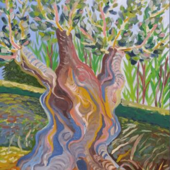 Malerei mit dem Titel "OLIVE TREE AT BAHIA…" von Kirsty Wain, Original-Kunstwerk, Öl Auf Keilrahmen aus Holz montiert