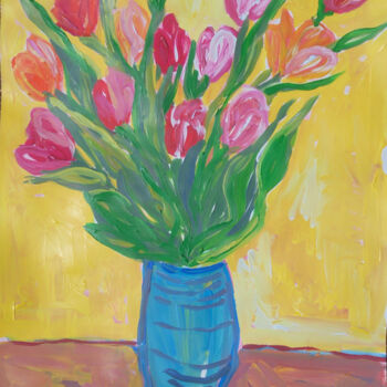 Painting titled "Tulips" by Kirsty Wain, Original Artwork, Acrylic