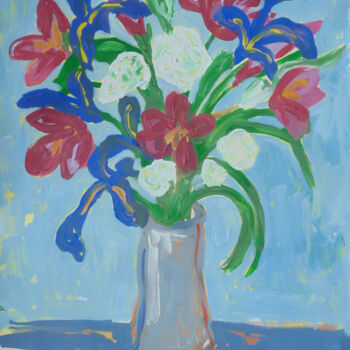 "Bouquet with Irises" başlıklı Tablo Kirsty Wain tarafından, Orijinal sanat, Akrilik