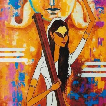 Malerei mit dem Titel "VITHAL NAAM" von Kirtiraj Mhatre Raj, Original-Kunstwerk, Acryl