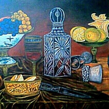 Painting titled "Bodegón" by Quisco, Original Artwork, Oil