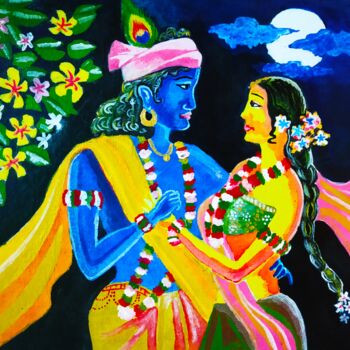 Schilderij getiteld "The Divine Lover" door Kishore Bishoi, Origineel Kunstwerk, Acryl