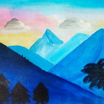 Pittura intitolato "The Song of Mountain" da Kishore Bishoi, Opera d'arte originale, Acrilico