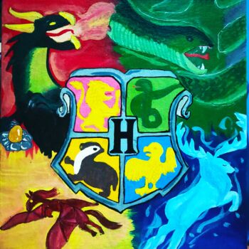Картина под названием "Hogwarts School" - Kishore Bishoi, Подлинное произведение искусства, Акрил