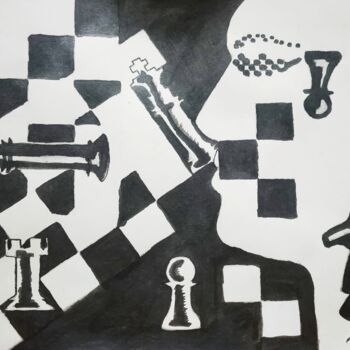Painting titled "Chess of Life" by Kishore Bishoi, Original Artwork, Acrylic