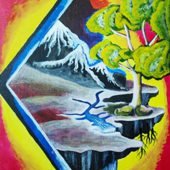 Malerei mit dem Titel "My Dreamscape2" von Kishore Bishoi, Original-Kunstwerk, Acryl