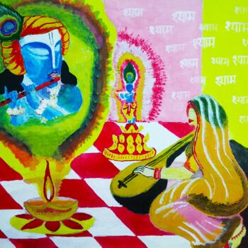 Pintura intitulada "Meera ka Mohan" por Kishore Bishoi, Obras de arte originais, Acrílico