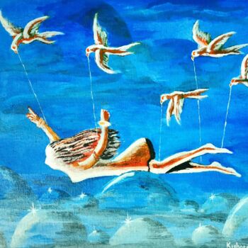 Картина под названием "Fly With Me" - Kishore Bishoi, Подлинное произведение искусства, Акрил