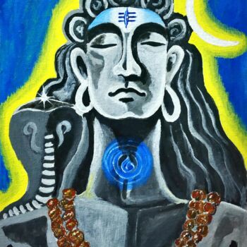 Painting titled "Adiyogi" by Kishore Bishoi, Original Artwork, Acrylic