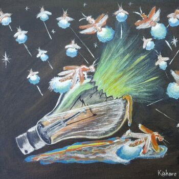 Pintura titulada "Khadyota - The Fire…" por Kishore Bishoi, Obra de arte original, Acrílico