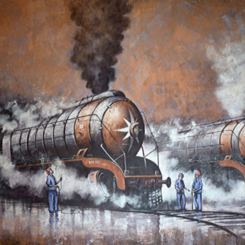 제목이 "Nostalgia of Steam…"인 미술작품 Kishore Pratim Biswas로, 원작, 아크릴