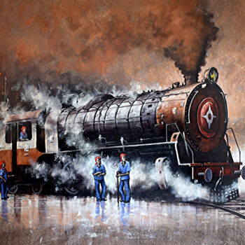 Painting titled "Nostalgia of Indian…" by Kishore Pratim Biswas, Original Artwork, Acrylic