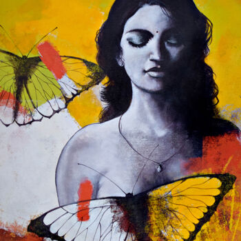 Ζωγραφική με τίτλο "Freedom of Beauty_15" από Kishore Pratim Biswas, Αυθεντικά έργα τέχνης, Ακρυλικό