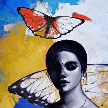 Painting titled "Freedom of Beauty_13" by Kishore Pratim Biswas, Original Artwork, Acrylic