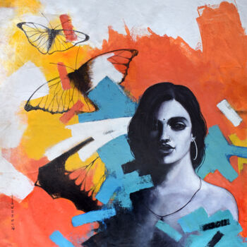 Картина под названием "Freedom of Beauty_18" - Kishore Pratim Biswas, Подлинное произведение искусства, Акрил