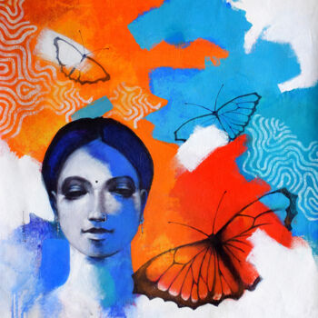Painting titled "Freedom of Beauty_25" by Kishore Pratim Biswas, Original Artwork, Acrylic