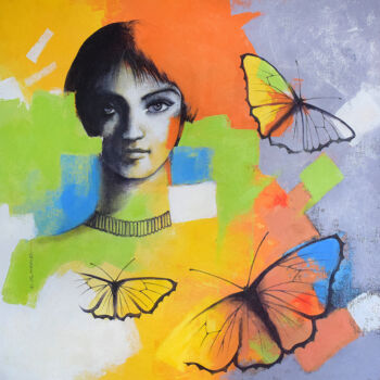 Painting titled "Freedom of Beauty_34" by Kishore Pratim Biswas, Original Artwork, Acrylic