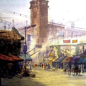 Peinture intitulée "Calcatta,City of joy" par Kishore Singh, Œuvre d'art originale