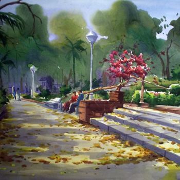 Painting titled "Garden" by Kishore Singh, Original Artwork