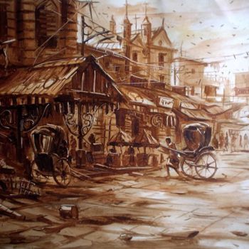 Schilderij getiteld "Calcatta,City of jo…" door Kishore Singh, Origineel Kunstwerk