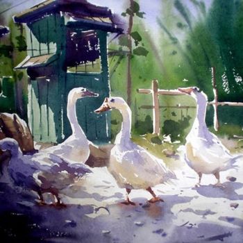 Painting titled "Duck" by Kishore Singh, Original Artwork