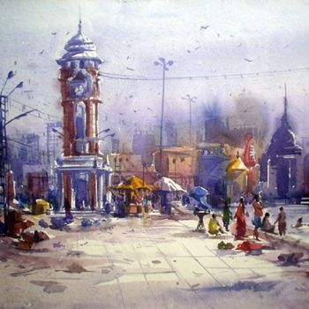 Malerei mit dem Titel "Haridwar" von Kishore Singh, Original-Kunstwerk