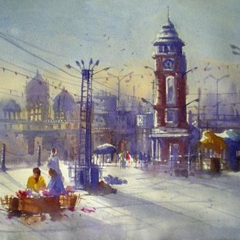 Peinture intitulée "Haridwar01" par Kishore Singh, Œuvre d'art originale