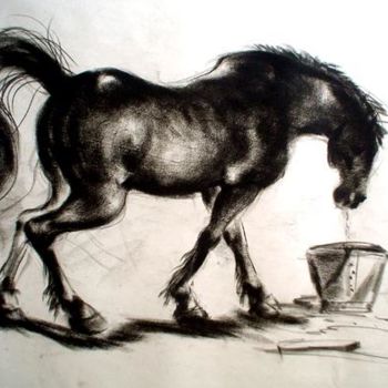 Ζωγραφική με τίτλο "Horse01" από Kishore Singh, Αυθεντικά έργα τέχνης