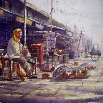 Картина под названием "Market21" - Kishore Singh, Подлинное произведение искусства