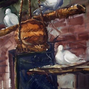 Картина под названием "Pigeon01" - Kishore Singh, Подлинное произведение искусства