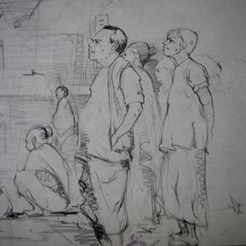 Ζωγραφική με τίτλο "live sketch" από Kishore Singh, Αυθεντικά έργα τέχνης