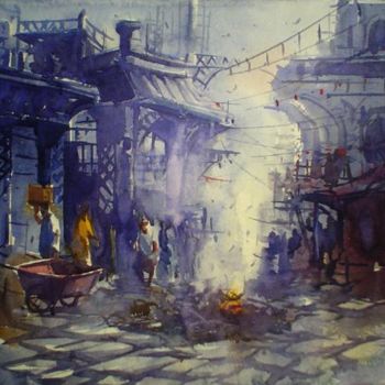 Painting titled "cityscape03" by Kishore Singh, Original Artwork