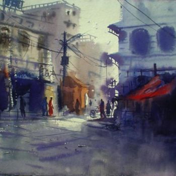 Painting titled "cityscape09" by Kishore Singh, Original Artwork