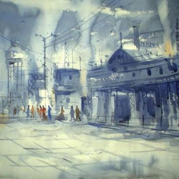 Painting titled "cityscape12" by Kishore Singh, Original Artwork