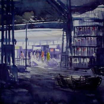 Painting titled "Market26" by Kishore Singh, Original Artwork