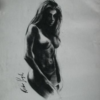 Schilderij getiteld "Nude_Pose09" door Kishore Singh, Origineel Kunstwerk