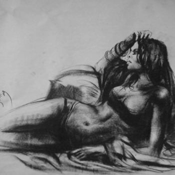 Painting titled "Nude_Pose13" by Kishore Singh, Original Artwork