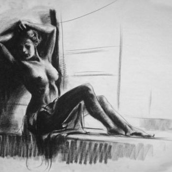 Malerei mit dem Titel "Crayons_Nude_Pose14" von Kishore Singh, Original-Kunstwerk